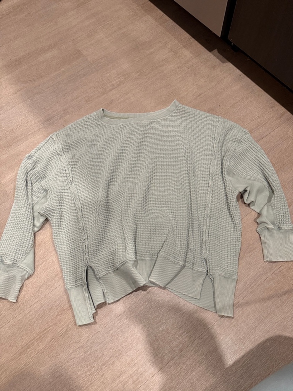 American Eagle Sage Waffle Knit Women's Sweater - Casual Crewneck- Size Medium